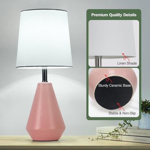 3 Temperatures15.5" Small Bedside Table Lamp for Bedroom - Reading Desk Lamp with Color Nightstand Ceramic Lamp