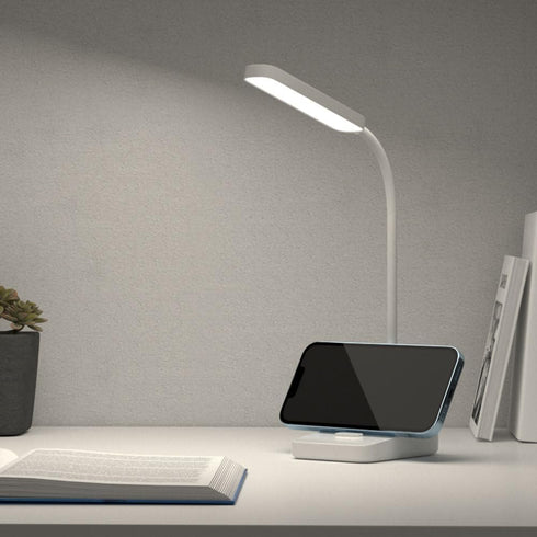 LED Desk Lamp, USB Powered Desk Light, White, Daylight White, with Smartphone Stand Included