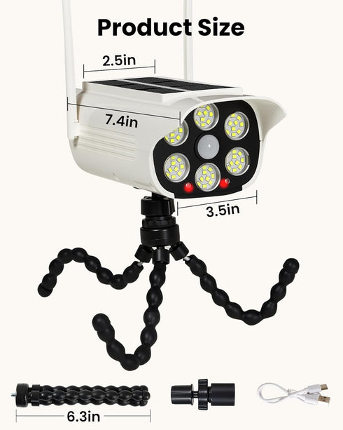Thumok Dummy 3 Solar Security Camera Outdoor, Motion Detector Fake Camera with Lighting Modes, Octopus Tripod No Drill
