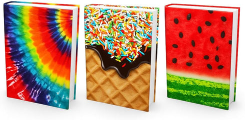Jumbo Stretchable Book Cover Food Design 3 Pack for Hardcover Textbooks, Washable and Reusable