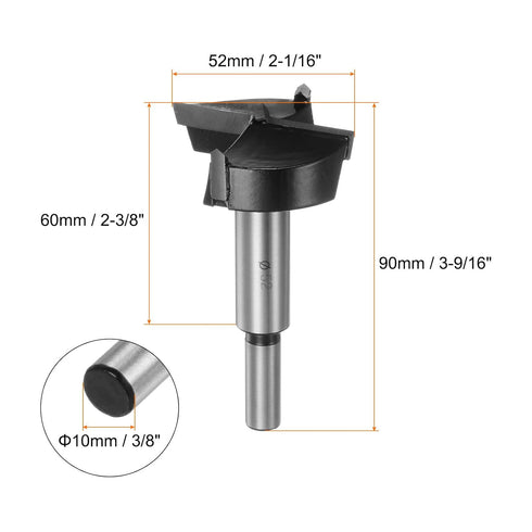 Tungsten Carbide Forstner Drill Bit 52mm (2-1/16") Opener Cutter for Hinge Hole Drilling Woodworking (Black)