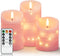 Homemory Flameless Candles with String Lights, 3 Pack Embedded Fairy String Lights
