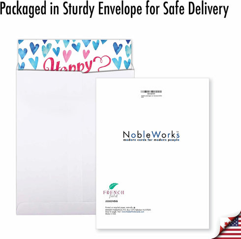 NobleWorks Jumbo Valentine's Day Love Greeting Card, 8.5 x 11 Inch with Envelope, Large Blue Hearts J3503VDG