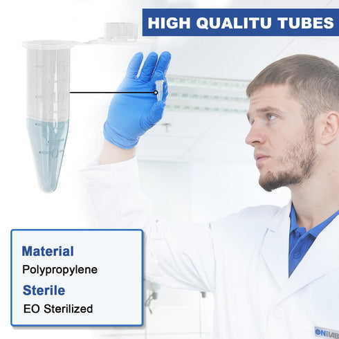 ONiLAB 500Pcs 1.5ml Polypropylene Graduated Microcentrifuge Tubes with Attached Lid, Clear Small Sample Vials