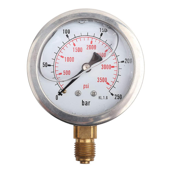 High Accuracy Hydraulic Pressure Gauge, 63mm Dial 0-250Bar/0-3750PSI, Double Scale, G1/4 Thread Connection
