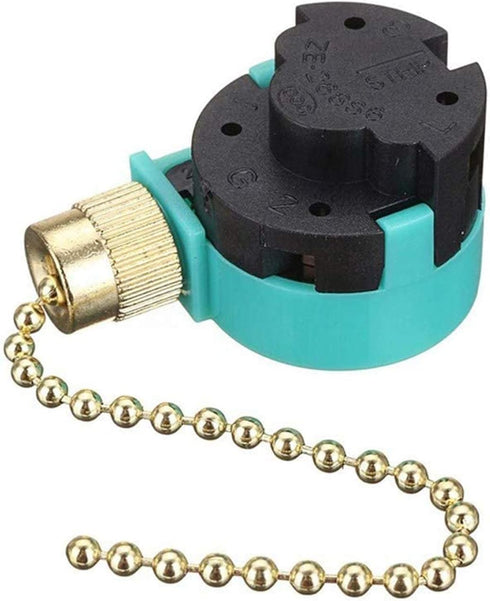 ZE-268S6 Fan Switch, Zing Ear 3 Speed Pull Chain Control Switch, 4 Wire Replacement for Hunter Ceiling Fan
