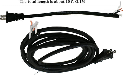 10 Feet Power Tool Cord Replacement, 2 Prong 16AWG Oil Resistant Waterproof Rubber Flexible Cord