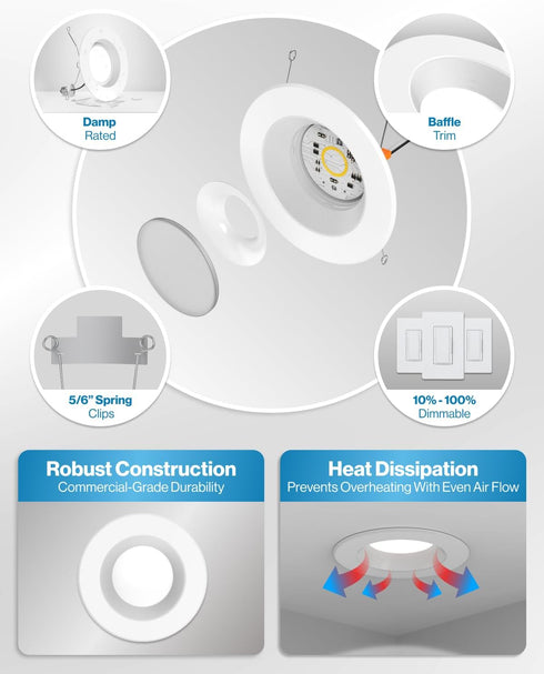 6 Inch, 965 13W (120W 2700K Dimmable, 4 Pack. Sunco Retrofit LED Recessed Lighting Downlight Can Lights for Ceiling