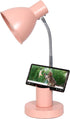 LD1076-PNK 16.22" Simple Designs Sleek Essentials Adjustable Metal Desk Task Lamp with Organizer Compartment