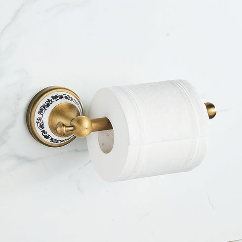 Antique Bronze Brass Toilet Paper Holder, Wall Mounted Bathroom Hardware Accessories with Porcelain Design