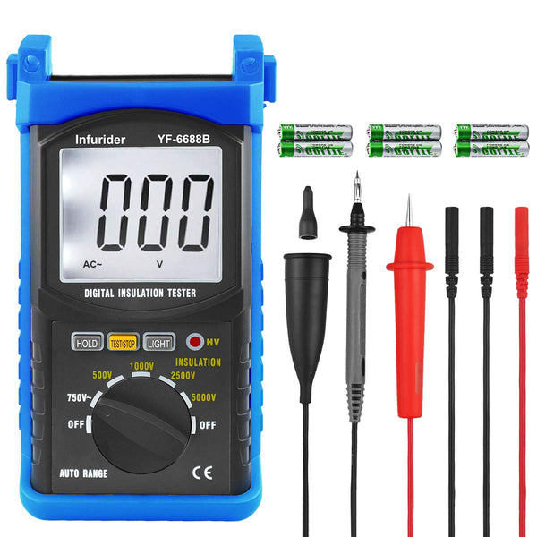 YF-6688B Digital Insulation Resistance Tester MegOhmmeter, Test Voltage 5000V, Insulation Resistance 200G Ohms