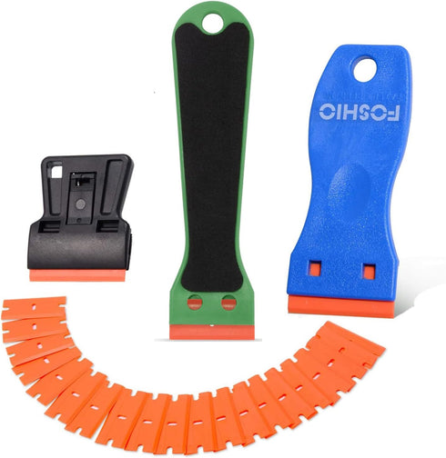 200PCS 1.5 Inch FOSHIO Plastic Razor Blades Double Edged Suit for Razor Blade Scraper, Plastic Scraper for Remove