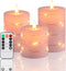 Pink Flameless Candles with String Lights Battery Operated Flickering LED Pillar Candles