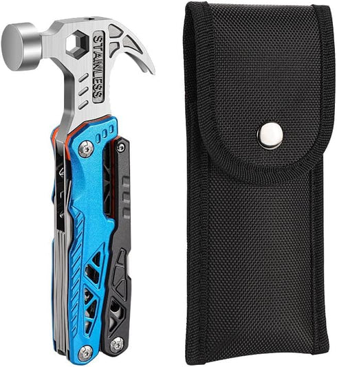 HomeExit Steel Multifunction Tool, Aluminum Alloy and Stainless Steel Construction, Blue Compact Multi Tool