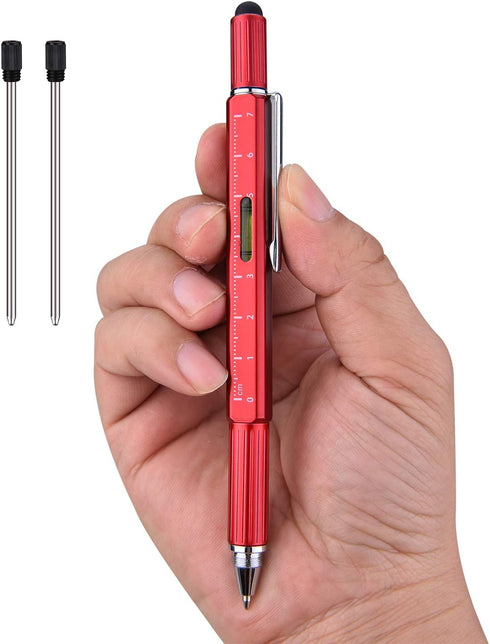 Useful Gadgets Business Gift Office Gifts, 6 in 1 Sliver tool pen with Ruler, Level gauge, Ballpoint Pen, Stylus and 2 Screw Drivers, Multifunction Tool Pen Fit for Engineer and Technician in Gift Box by Keria