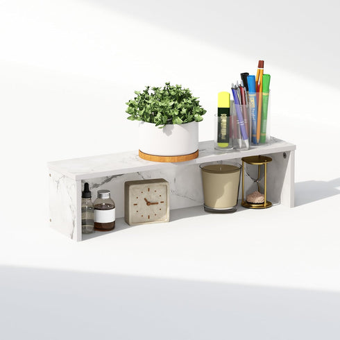 Furinno Classic 23-Inch Desk Organizer - Marble White Shelf Organizer Storage & Display Stand
