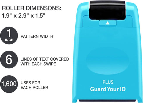 Guard Your ID Identity Protection Stamp Roller - Turquoise Color for Secure Document Shredding