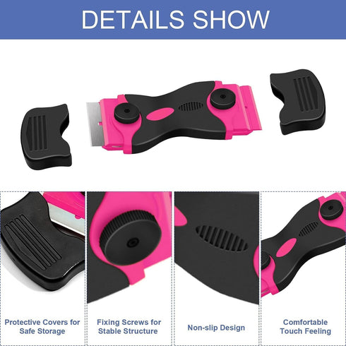 DEKEones Razor Blade Scraper, Double Edged Tool with 10 Razor Blades, Paint Scraper for Glass, Decals, and Stickers