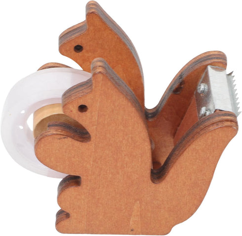Toddmomy Squirrel Tape Dispenser Desktop Wooden Washi Tape Dispenser with Cutter Adhesive Tape Roll Holder for Home Office Desk Accessory