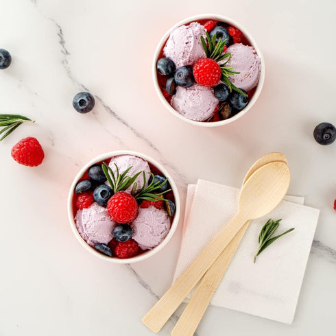 5-Ounce 50 Frozen Coppetta Dessert Cups, Disposable Ice Cream Cups - Lids Sold Separately, Sturdy, Red Paper Yogurt
