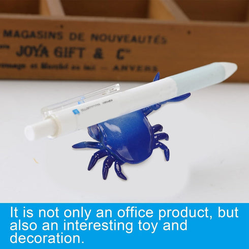 Dark Blue Creative Crab Pen Holder, Weightlifting Crabs Storage Rack for Office Desktop Decoration