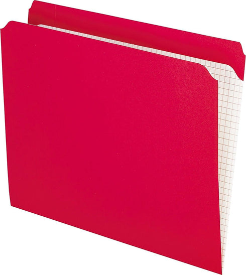 Pendaflex Color File Folders, Red, Letter Size, 100/BX with Interior Grid, Straight Cut (R152 RED)
