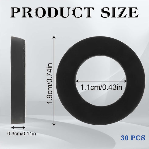 30 PCS Rubber Washers Seals Shower Hose Washers 1/2 Inch Black Flat Rubber Washers Assortment Kit Tap Sealing Rings Rubber Hose Washer for Hose Connecting Faucets Shower Head