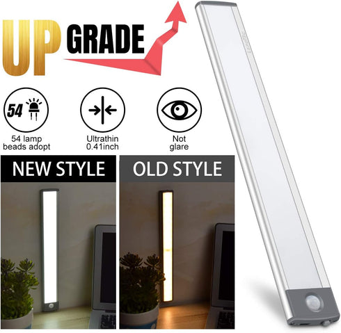 54-LED Counter Closet Light-2Pack Motion Sensor Cabinet Light,Under Wireless USB Rechargeable Kitchen Night