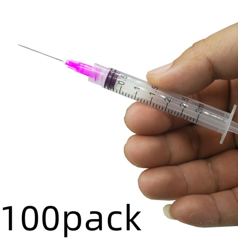 100 Pack 3ml Lab Sample Syringe with 18 Gauge 1.5 Inch Liquid Measuring Tool, Individual Package