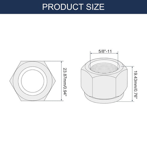 uxcell 25Pcs 5/8"-11 Nylon Insert Hex Lock Nuts, 304 Stainless Steel Self-Locking Stop Nut for Industrial Construction