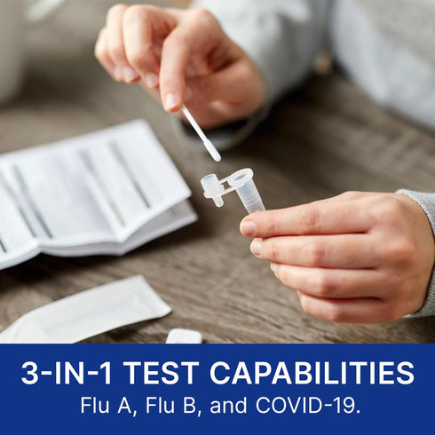 CorDx TyFast Flu A/B & Covid-19 Multiplex Rapid Test, 10 Mins at Home, FDA Authorized, 3-in-1 Combo Kit