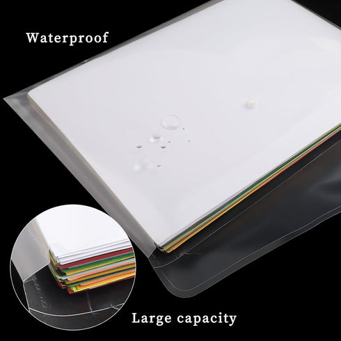 EOOUT 50pcs Clear Plastic Envelopes with Button Snap Closure, Waterproof Poly Folder for A4 Letter Size Documents