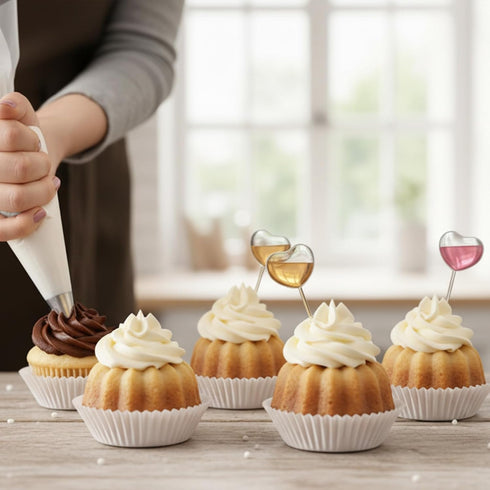 ElevateTech Plastic Transfer Pipettes Heart Style Cupcakes Pipettes PipettesDropper for Chocolate or Strawberries Ice