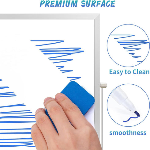Dry Erase White Board, 12 x 9 Inch Small Magnetic Desktop Whiteboard with Stand, Double Sided, 12 Markers, 4 Magnets, 1