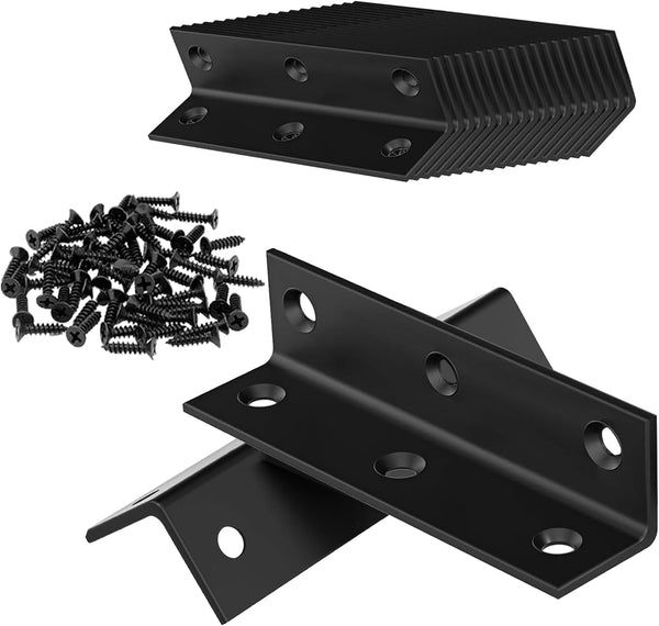 LOSYHU 20 PCS Black Steel Corner Brackets 3.94 x 0.98 L Shaped Metal