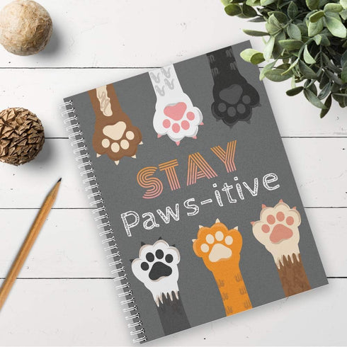 Gotcha Covered Stay Pawsitive Notebook: 8.5" x 11" Pet Spiral Journal, 120 Wide Ruled Pages, Durable Cover