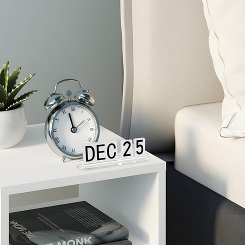 Homakover Mini Acrylic Perpetual Desk Calendar for Desk, Daily Desktop Calendar with Acrylic Month Date Large Display