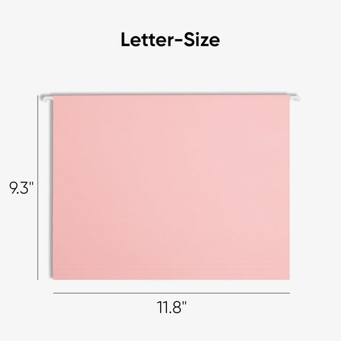 Smead Standard Hanging File Folders, 25 Count, Pink, Letter Size, 1/5-Cut Adjustable Tabs