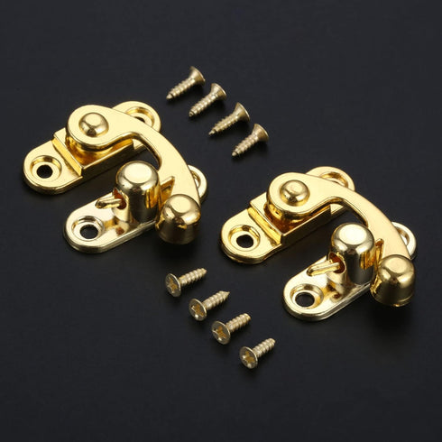 Yetaha Antique Hook Hasp, 6PCS Zinc Alloy Right Lock Clasp Toggle Latch Buckles for Vintage Wooden Box, Gold