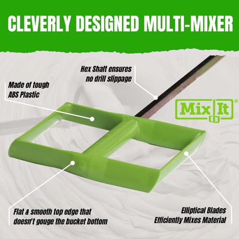Drywall Mud Mixer for Paint, Epoxy Resin, Potting Soil, 18" Length, Non-Slip Zinc Plated Hex Shaft