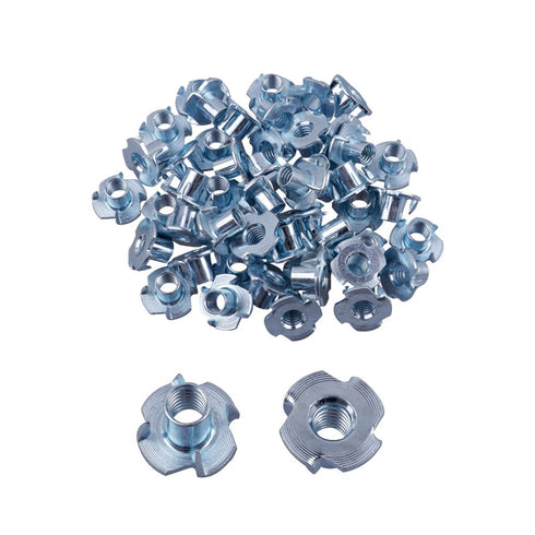 Eowpower 30 Pieces 4 Pronged Zinc Plated Tee T Nut, 3/8"-16 x 7/16 inch