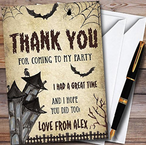 The Card Zoo Vintage Haunted House Personalized Halloween Party Thank You Cards