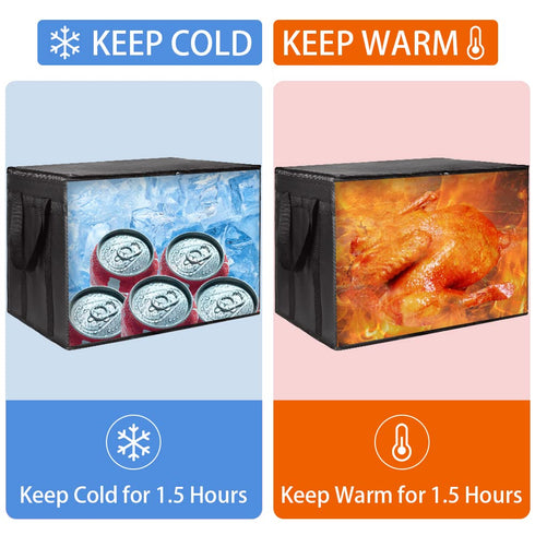 2-Pack Commercial CIVJET Insulated Food Delivery Bag with Hard Bottom, XXX-Large Food Warmer, Insulated Reusable