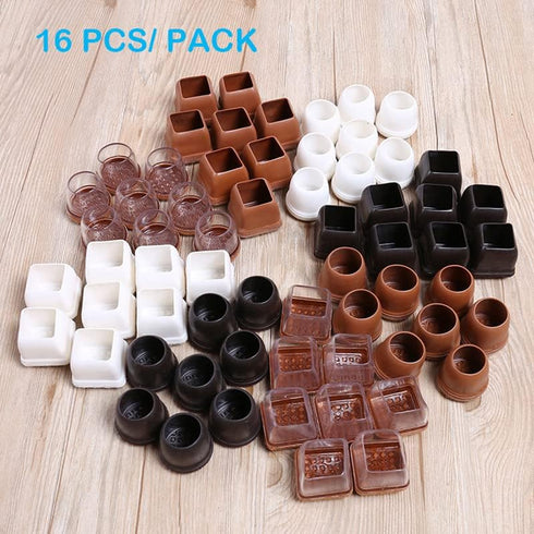 16 Pack Chair Leg Floor Protectors for Hardwood Floors, Round Rubber Furniture Sliders with Thickening Silicone Caps