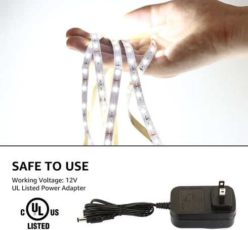 16.4ft Dimmable 6000K 300 2835, 3M Lepro LED Strip Light White, Vanity Lights, Super Bright LED Tape Lights, LEDs