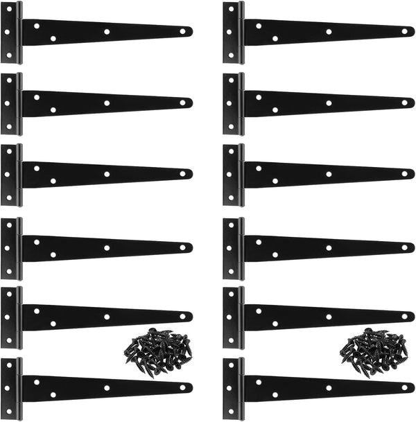 SEUNMUK 12 Pack 6 Inch T Strap Door Hinges, Barn Door Hinges