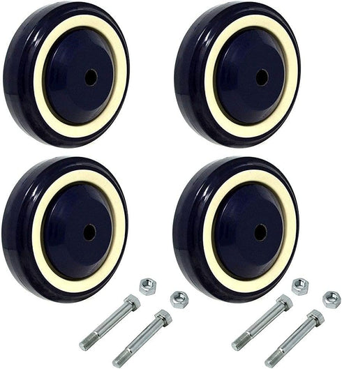 SYRATION 4" x1.25" Shopping Cart Wheel Dark Blue Polyurethane Stepped on Bore Beige