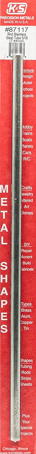 K & S Precision Metals 87117 Round Stainless Steel Tube, 5/16" OD