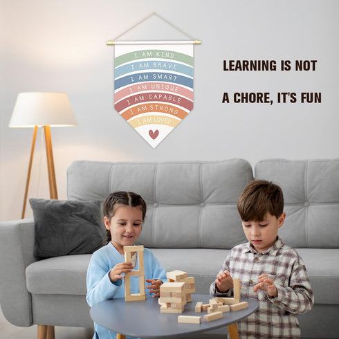 Decor-B10 Positive Affirmations Wall Art for Kids,I Am Enough,Rainbow Inspirational Classroom Decor, I Am Kind Smart