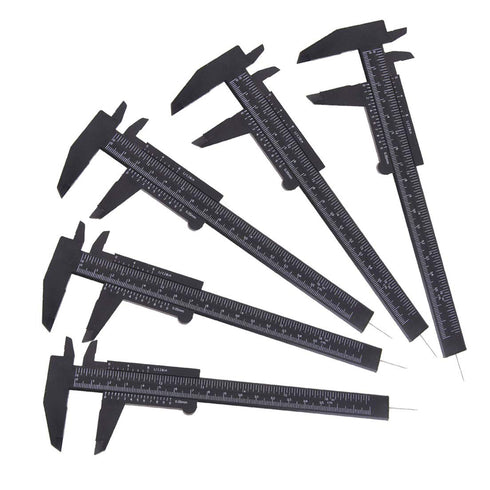 TamBee Plastic Vernier Caliper, 150mm Mini Caliper for School Students, 5PCS Double Scale Jewelry Brow Sliding Gauge
